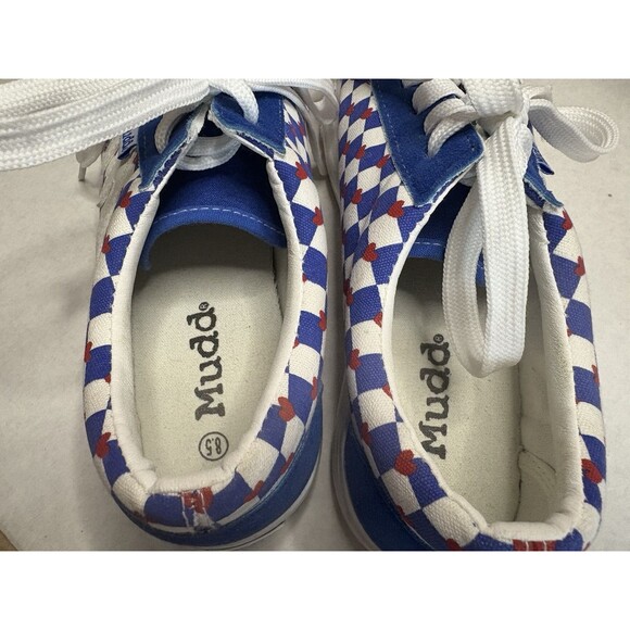 Mudd Blue Checkered Red Heart Sneakers Women's  Size 8.5 Poppy GUC - Picture 4 of 10